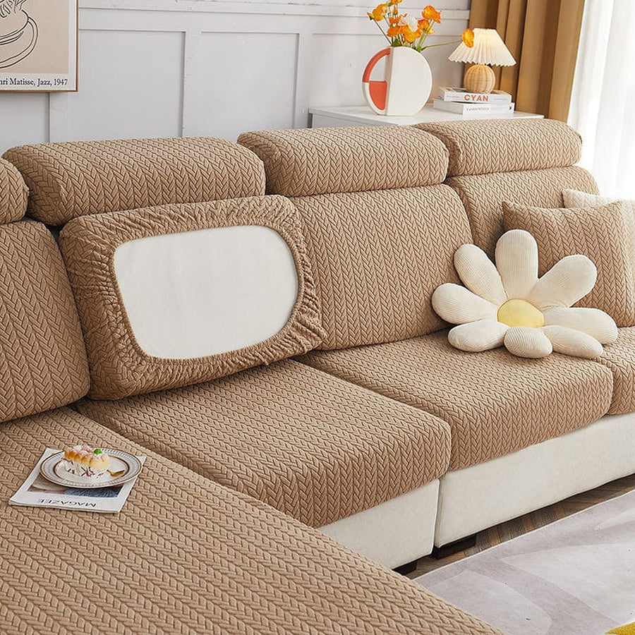 Sofa Cushion Cover – Corduroy Knit – Caramel