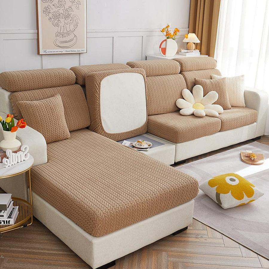 Sofa Cushion Cover – Corduroy Knit – Caramel