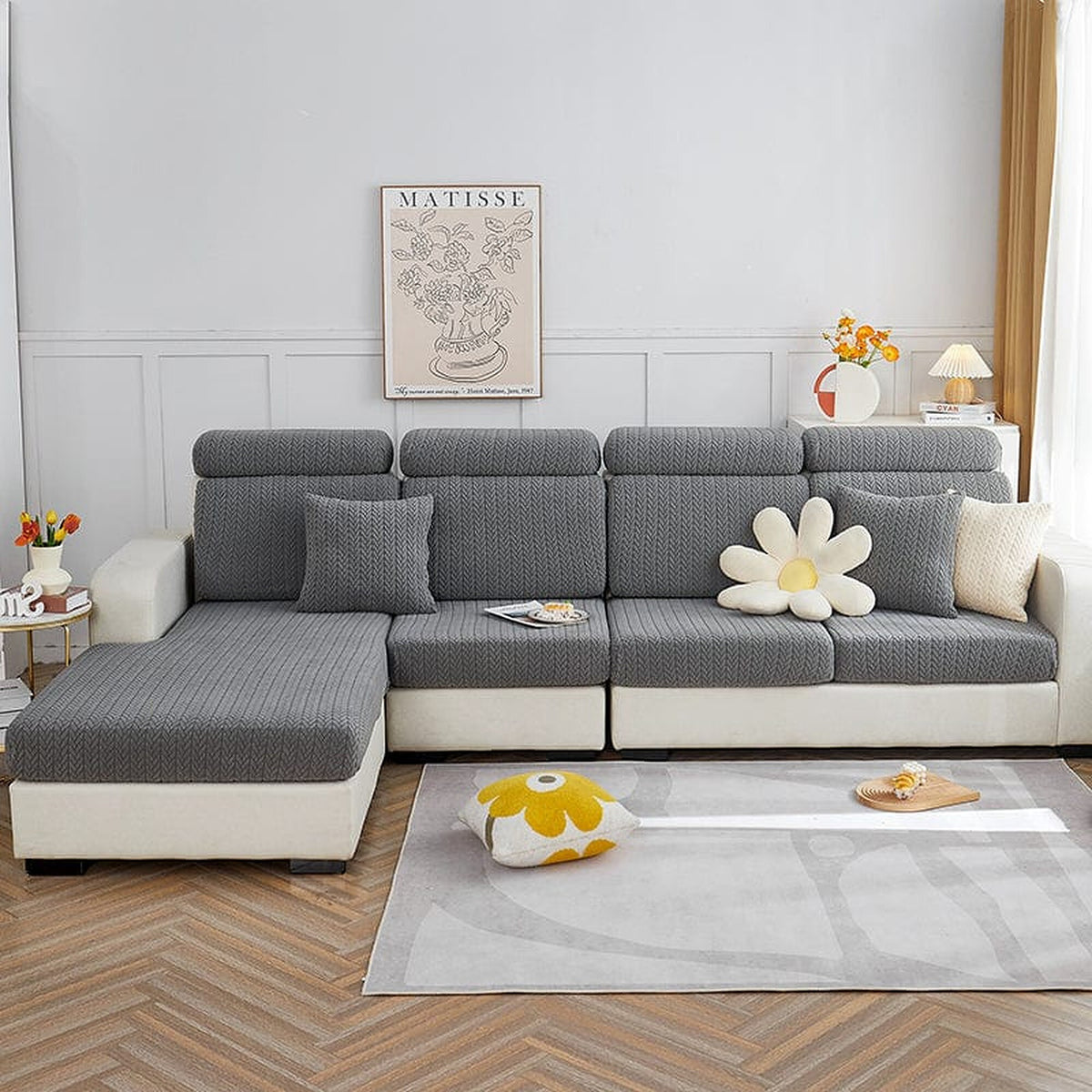 Sofa Cushion Cover – Corduroy Knit – Charcoal