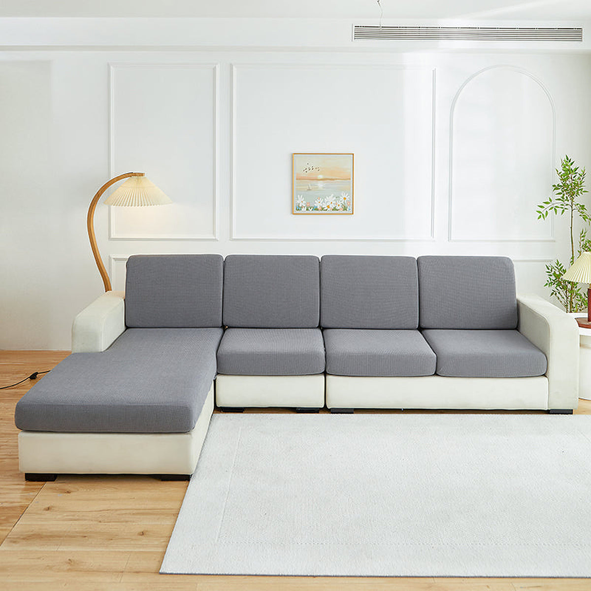 Sofa Cushion Cover – Corduroy Knit Sectional – Pearl Grey