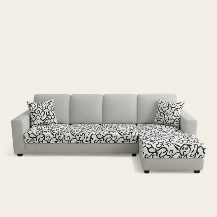 Sofa Cushion Cover – Cursive Print – Ivory Cream