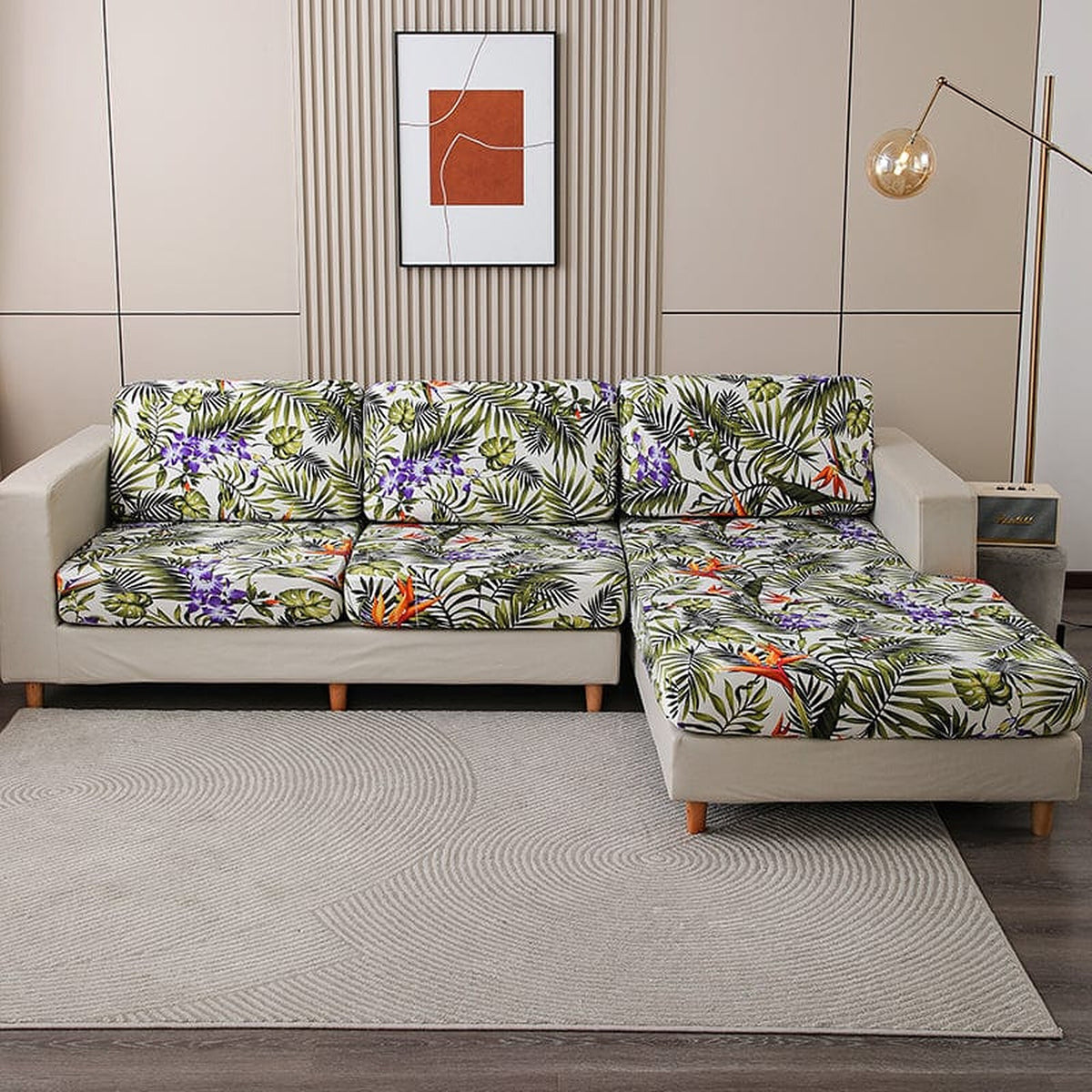 Sofa Cushion Cover – Tropical Jungle Print – Sage Mist