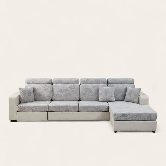 Sofa Cushion Cover – Embossed Floral – Mist Grey
