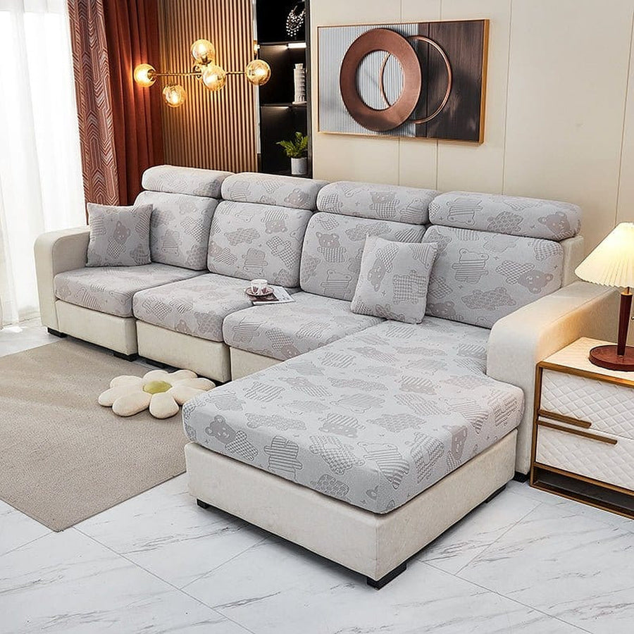 Sofa Cushion Cover – Embossed Floral – Mist Grey
