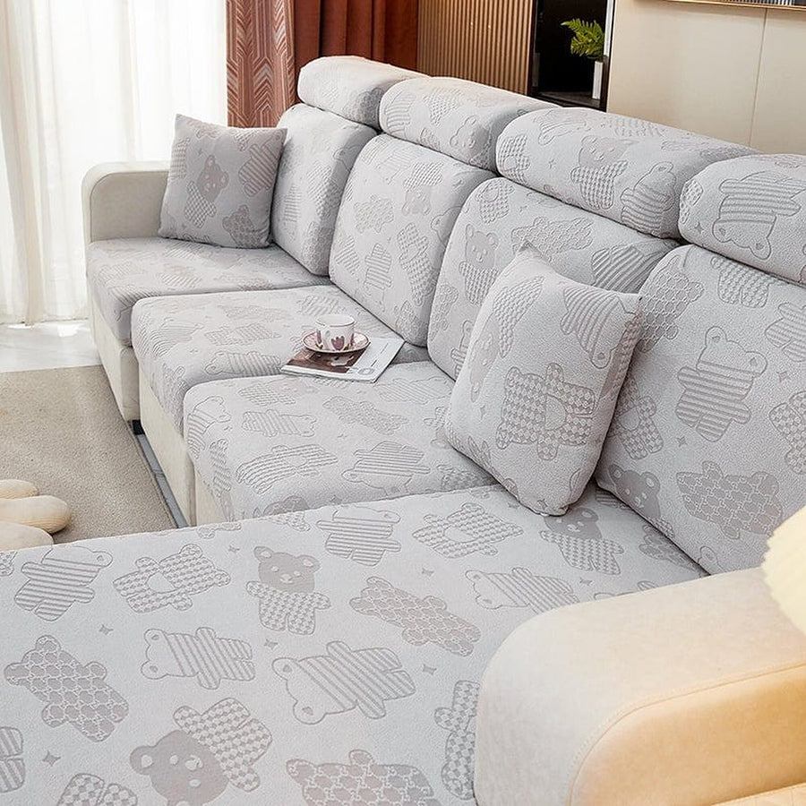 Sofa Cushion Cover – Embossed Floral – Mist Grey
