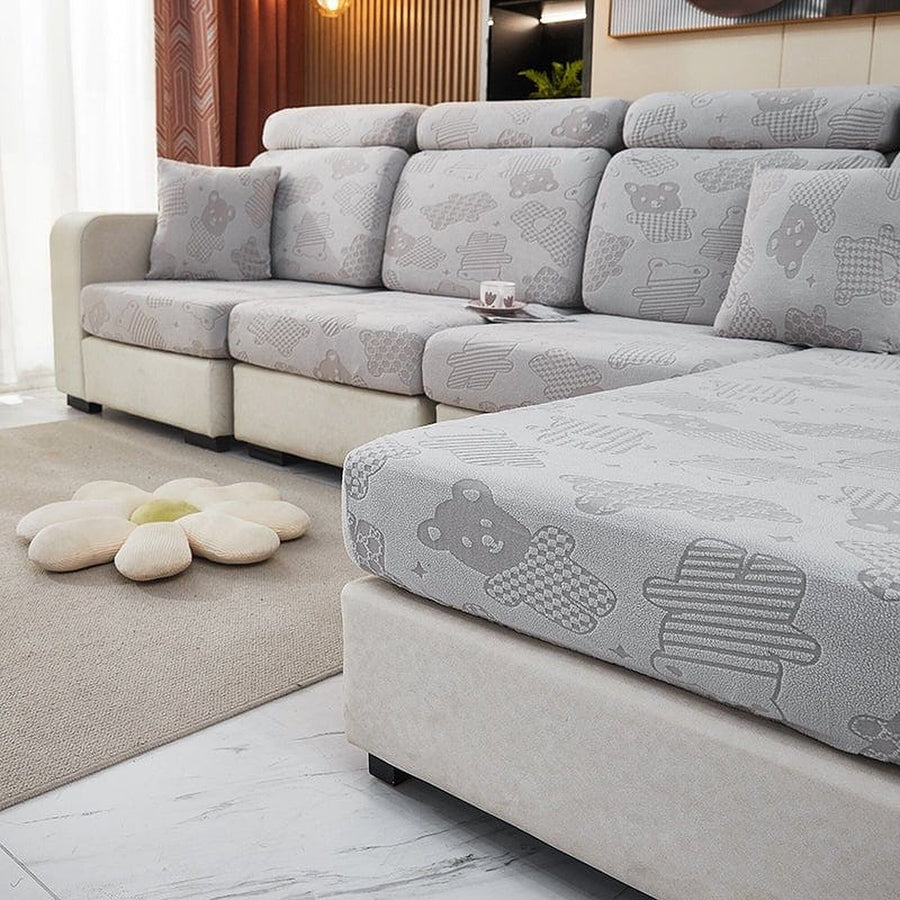 Sofa Cushion Cover – Embossed Floral – Mist Grey