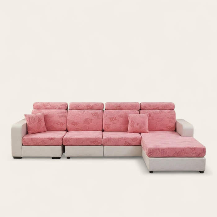 Sofa Cushion Cover – Embossed Floral – Soft Blush