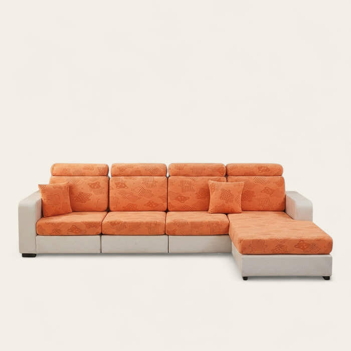 Sofa Cushion Cover – Embossed Floral – Terracotta
