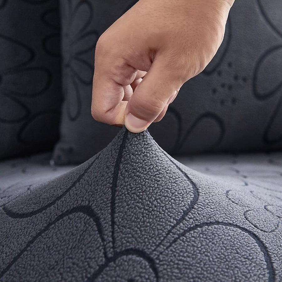 Sofa Cushion Cover – Floral Jacquard – Charcoal