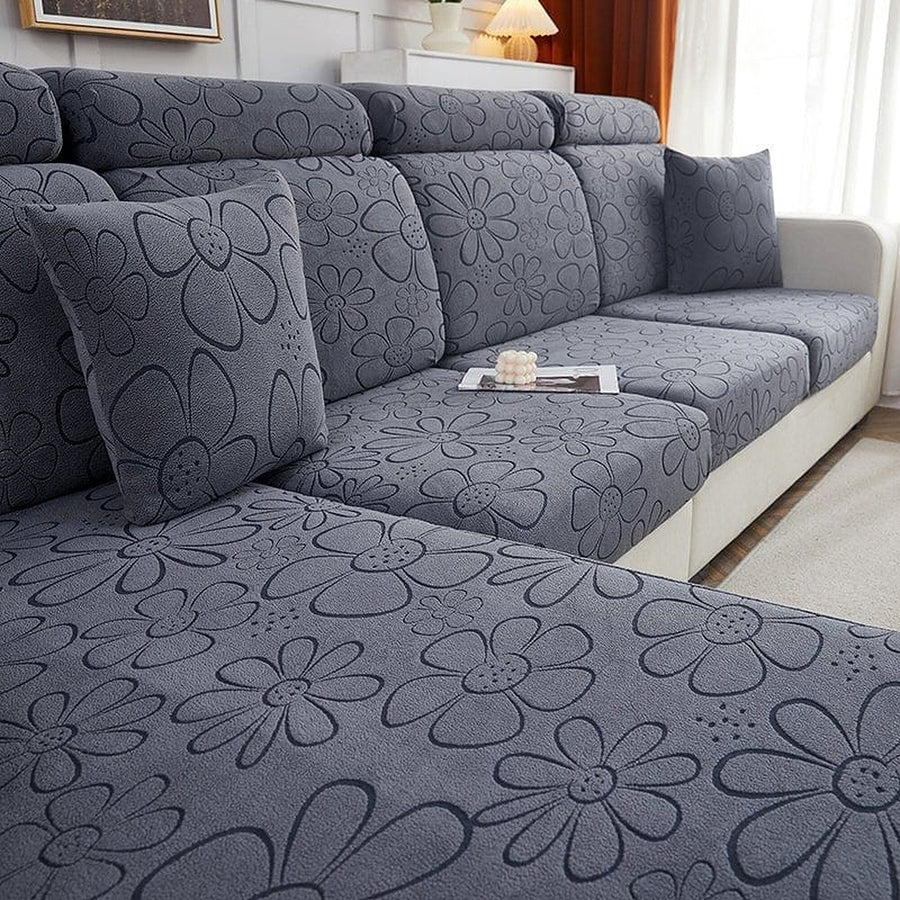Sofa Cushion Cover – Floral Jacquard – Charcoal
