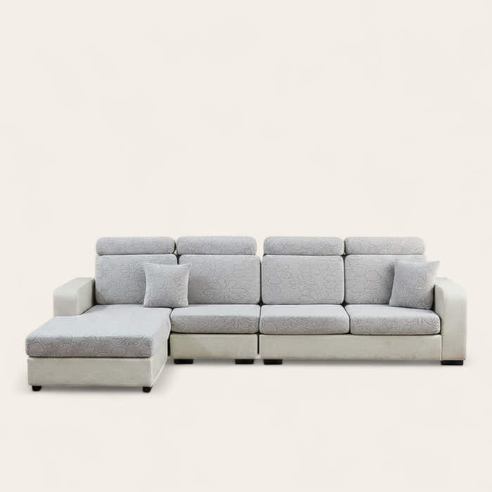 Sofa Cushion Cover – Floral Petite – Pearl Grey