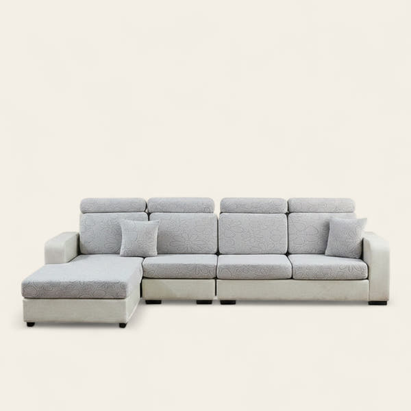 Sofa Cushion Cover – Floral Petite – Pearl Grey
