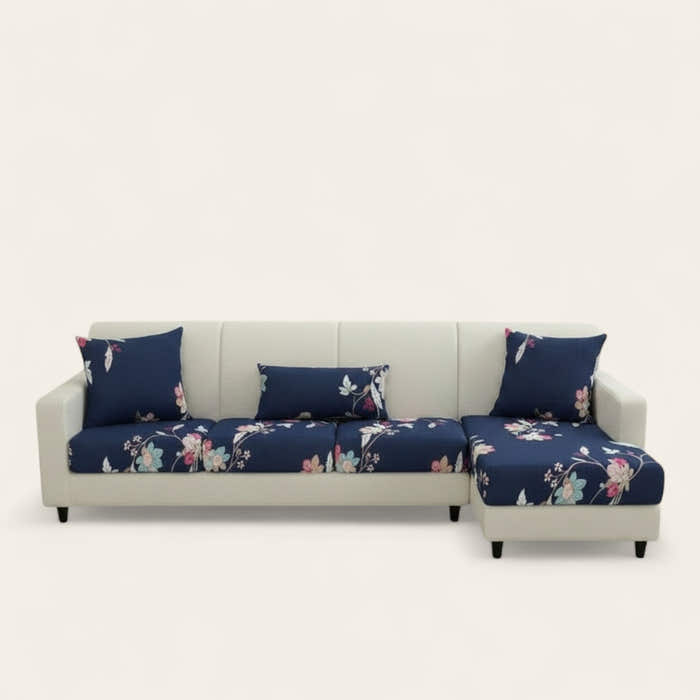 Sofa Cushion Cover – Floral Print – Midnight Navy