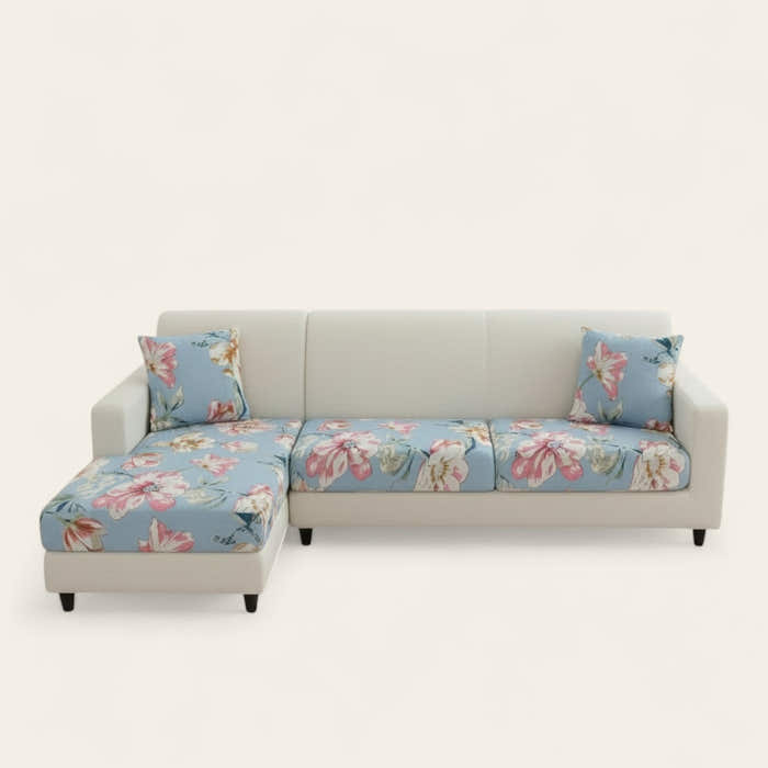 Sofa Cushion Cover – Floral Print – Sky Mist