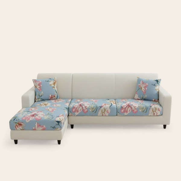 Sofa Cushion Cover – Floral Print – Sky Mist