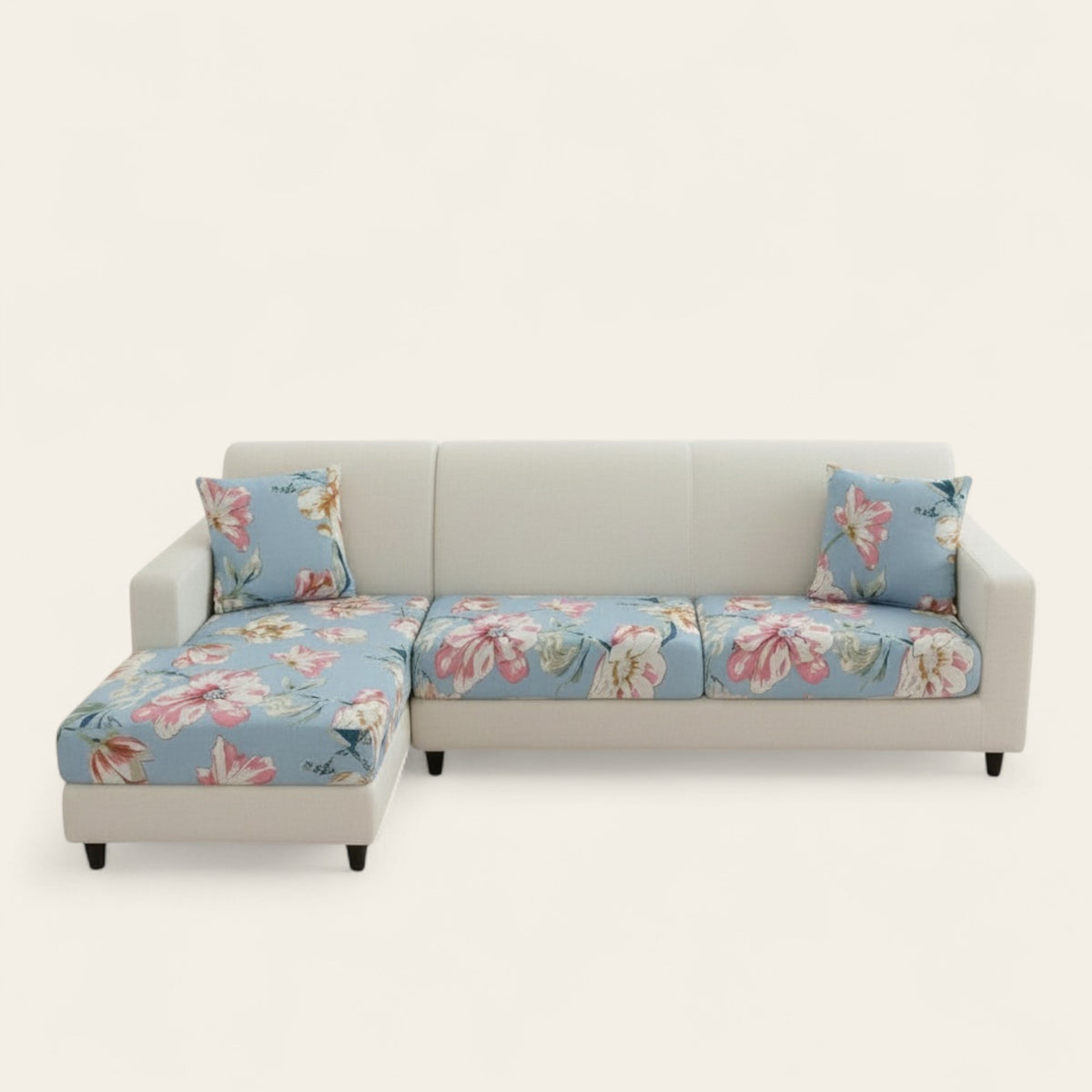 Sofa Cushion Cover – Floral Print – Sky Mist