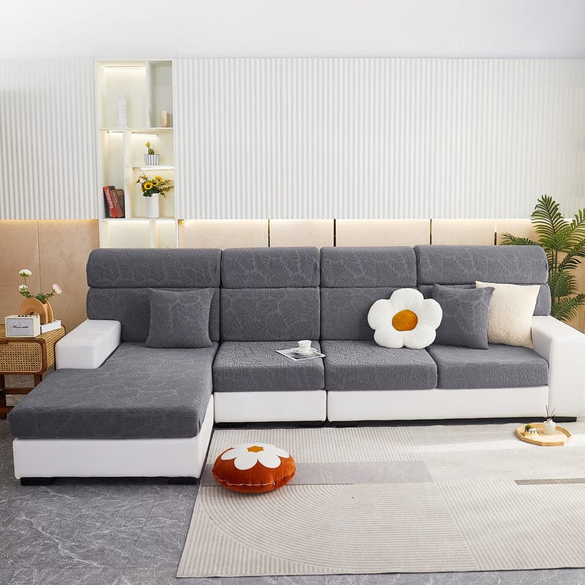 Sofa Cushion Cover – Leather Look – Charcoal