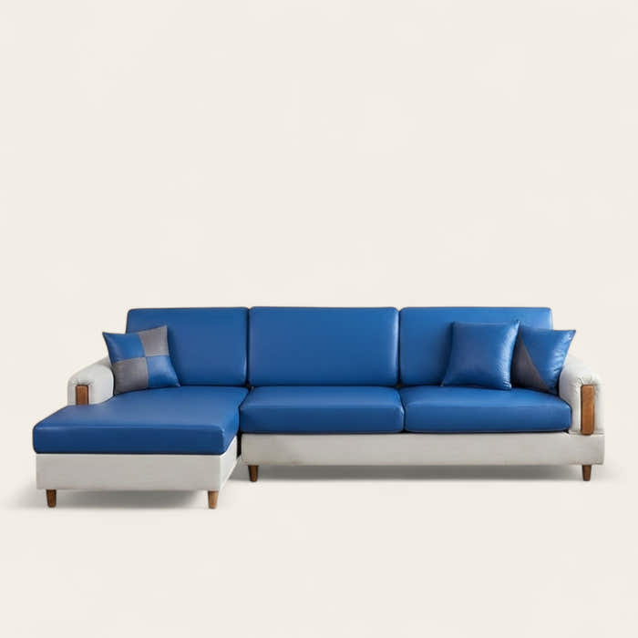 Sofa Cushion Cover – Leather Look – Stormy Blue