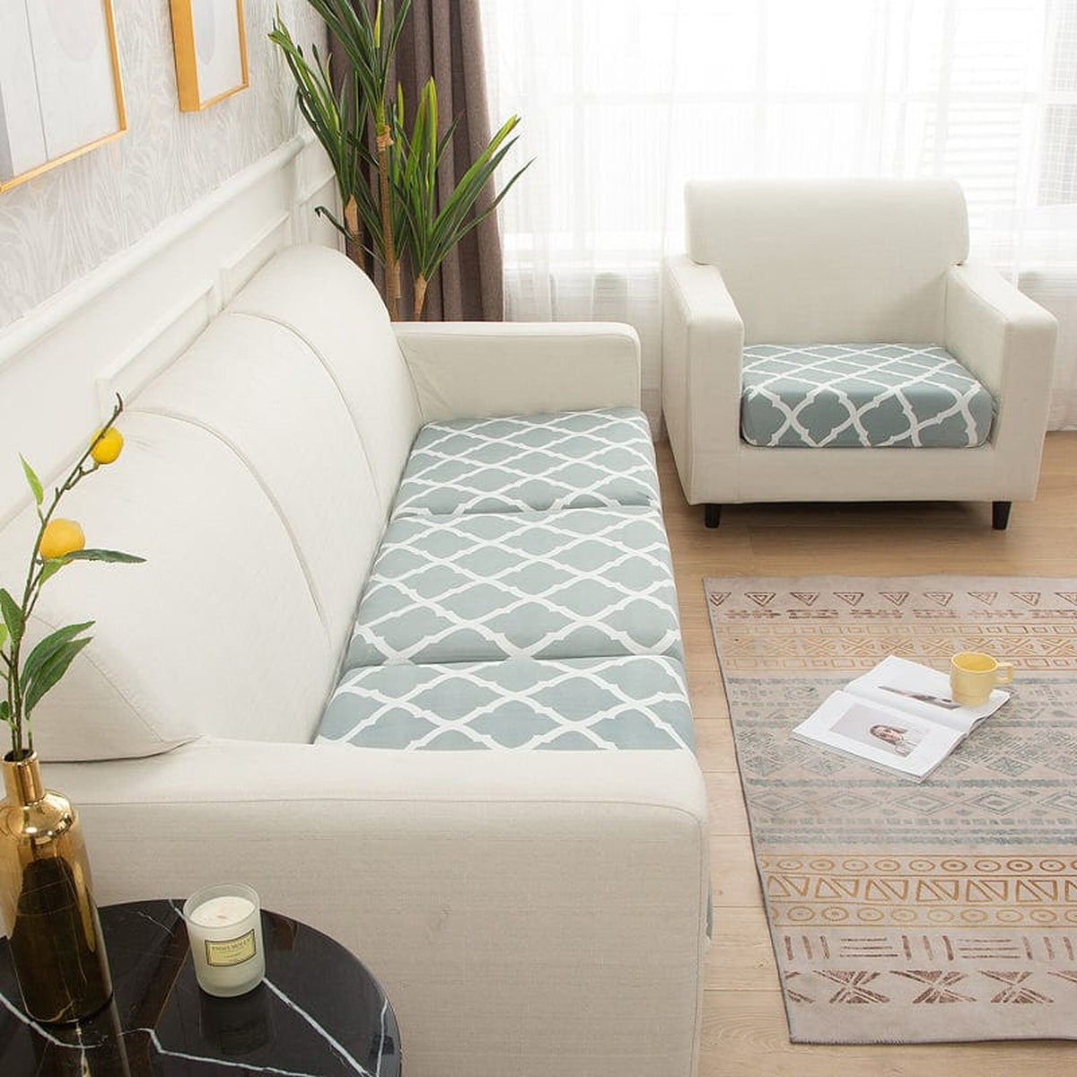 Sofa Cushion Cover – Moroccan Trellis – Sage Mist