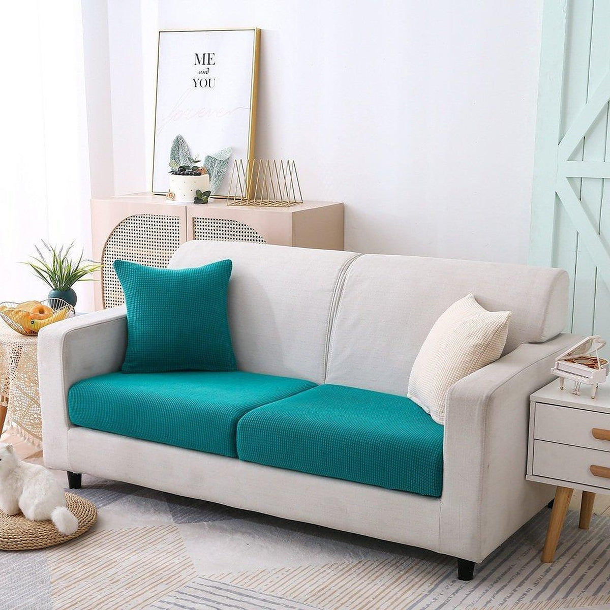 Sofa Cushion Cover – Jacquard – Teal