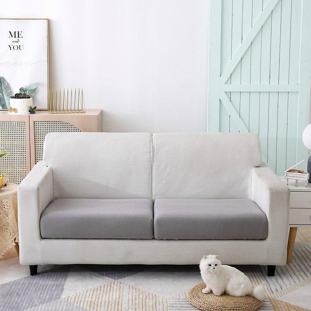 Sofa Cushion Cover – Jacquard – Pearl Grey