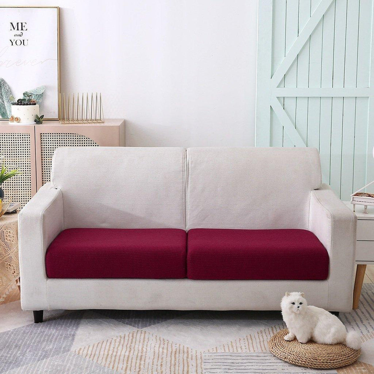 Sofa Cushion Cover – Jacquard – Bordeaux