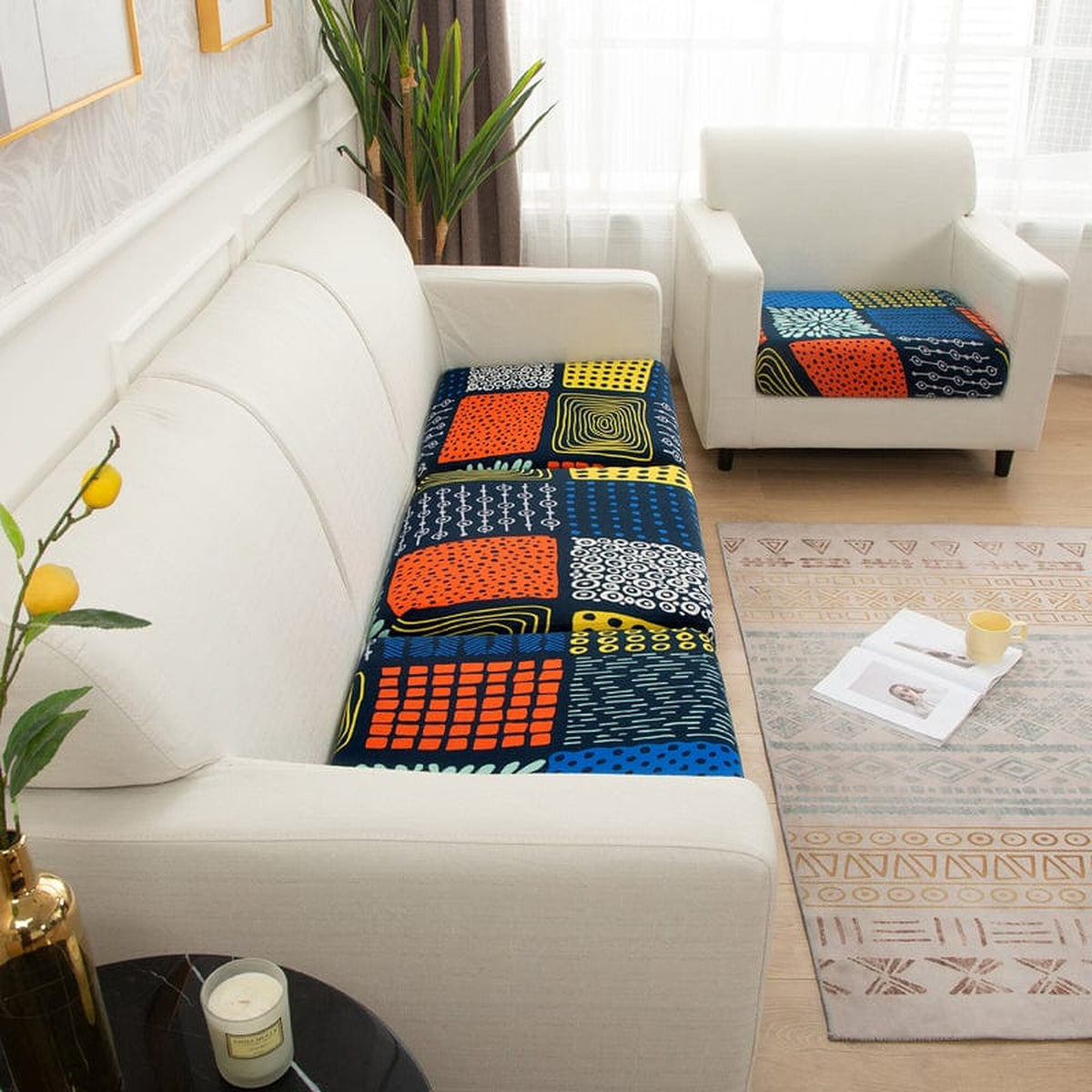 Sofa Cushion Cover – Patchwork Print – Multicolor