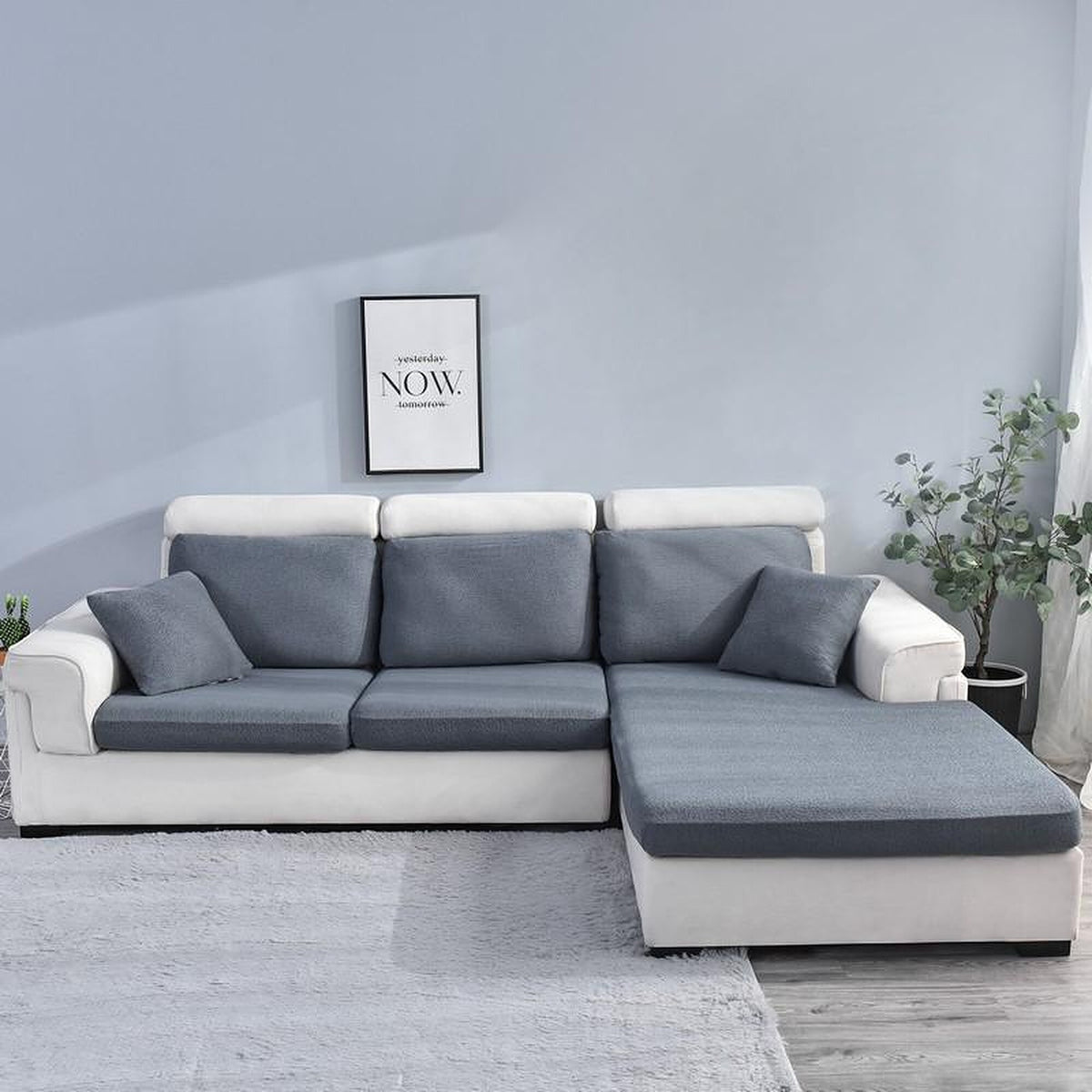 Sofa Cushion Cover – Plain Stretch Compact – Charcoal
