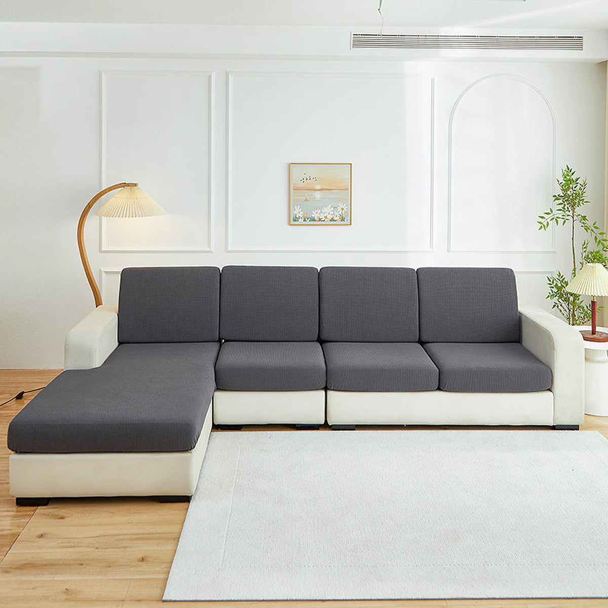 Sofa Cushion Cover – Plain Stretch Sectional – Charcoal