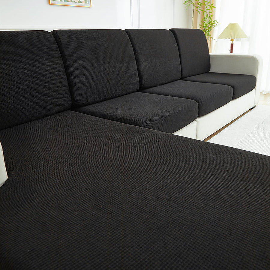 Sofa Cushion Cover – Plain Stretch Sectional – Ink Black