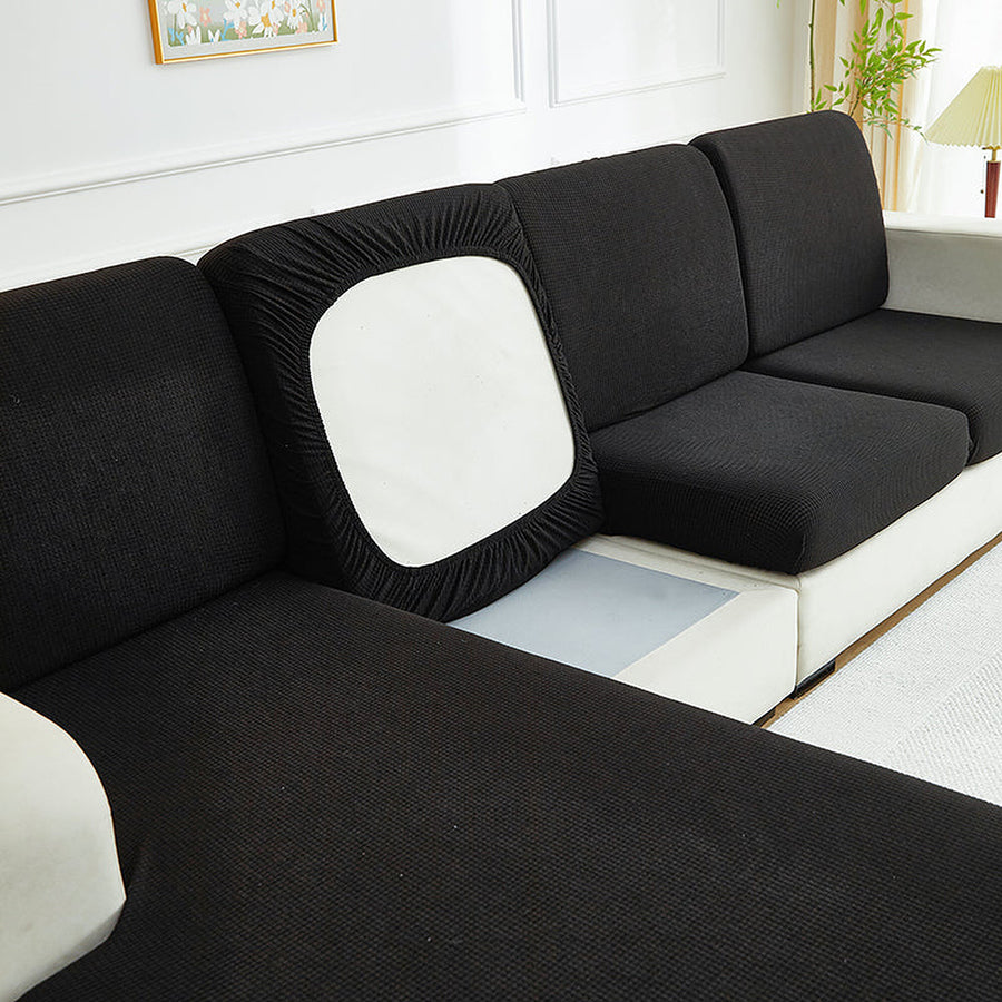 Sofa Cushion Cover – Plain Stretch Sectional – Ink Black