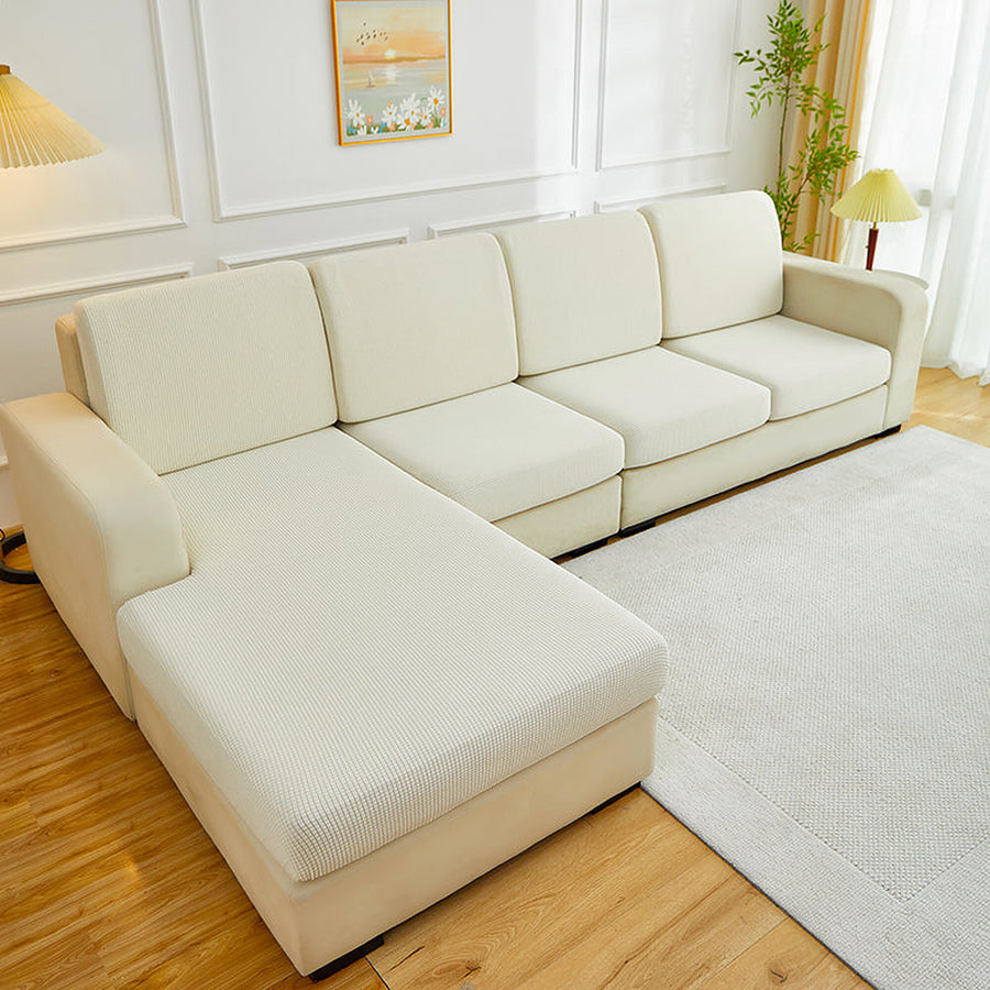 Sofa Cushion Cover – Plain Stretch Sectional – Ivory Cream