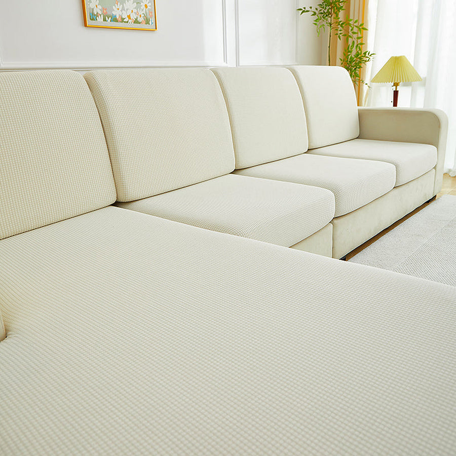 Sofa Cushion Cover – Plain Stretch Sectional – Ivory Cream