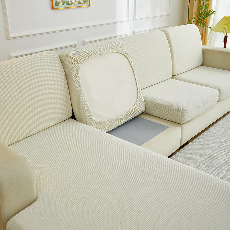 Sofa Cushion Cover – Plain Stretch Sectional – Ivory Cream