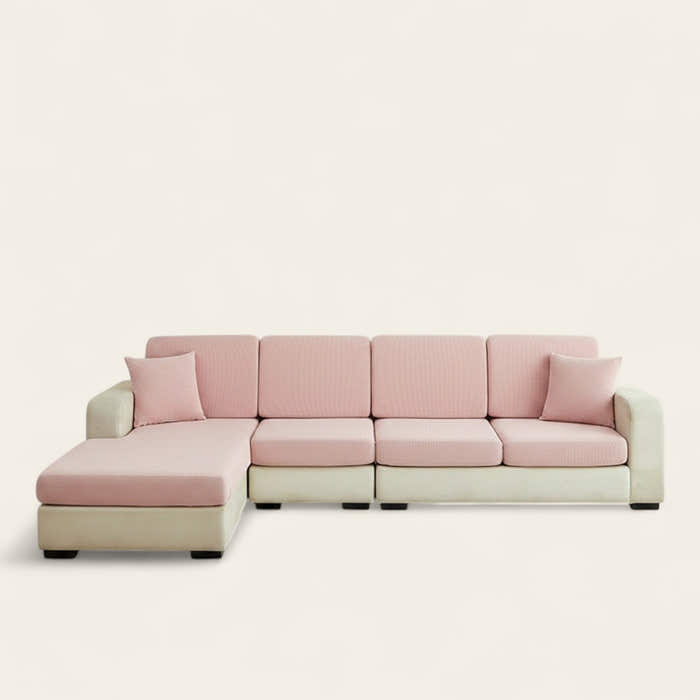 Sofa Cushion Cover – Plain Stretch Sectional – Soft Blush