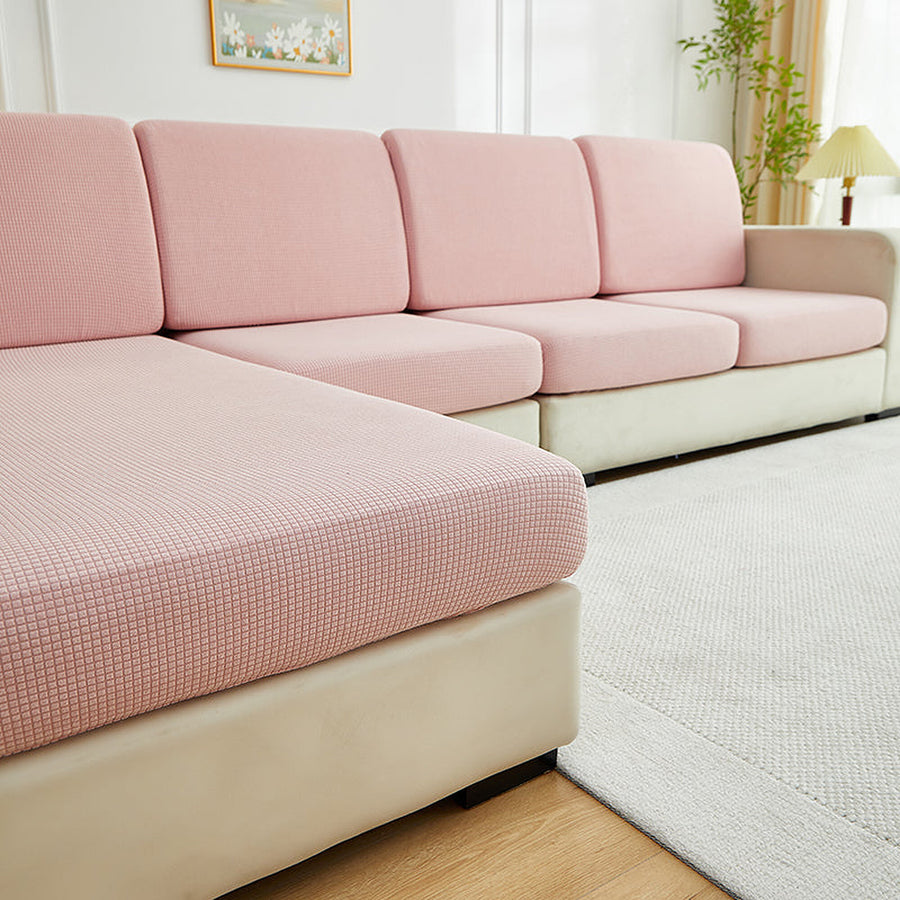 Sofa Cushion Cover – Plain Stretch Sectional – Soft Blush