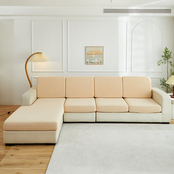 Sofa Cushion Cover – Plain Stretch Wide – Bouclé Sand