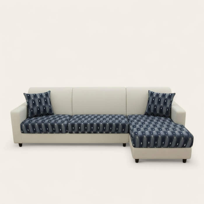 Sofa Cushion Cover – Quilted Leather Look – Midnight Navy