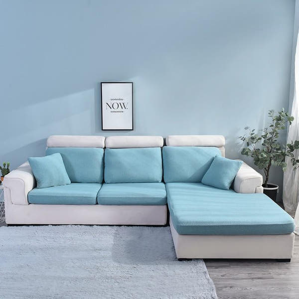 Sofa Cushion Cover – Plain Stretch Wide – Sky Mist