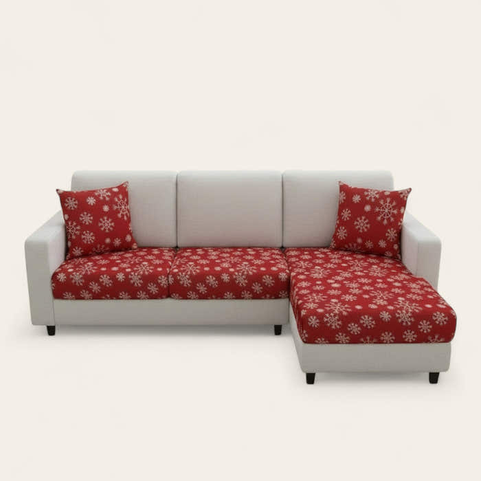 Sofa Cushion Cover – Snowflake Print – Bordeaux