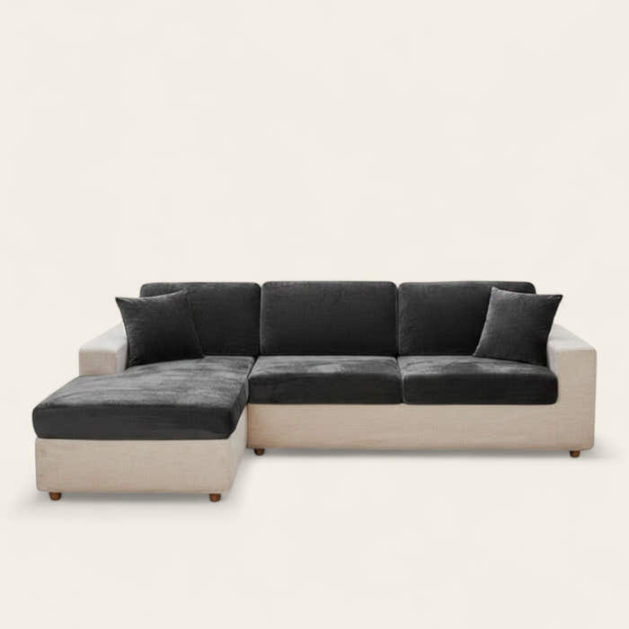 Sofa Cushion Cover – Velvet Plush Sectional – Charcoal