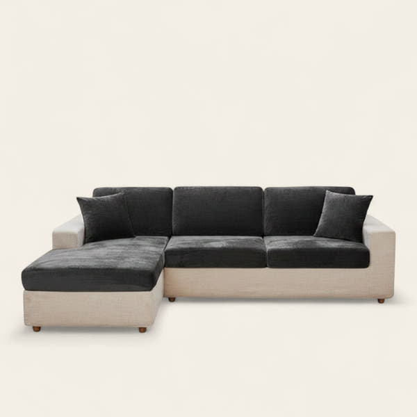 Sofa Cushion Cover – Velvet Plush Sectional – Charcoal