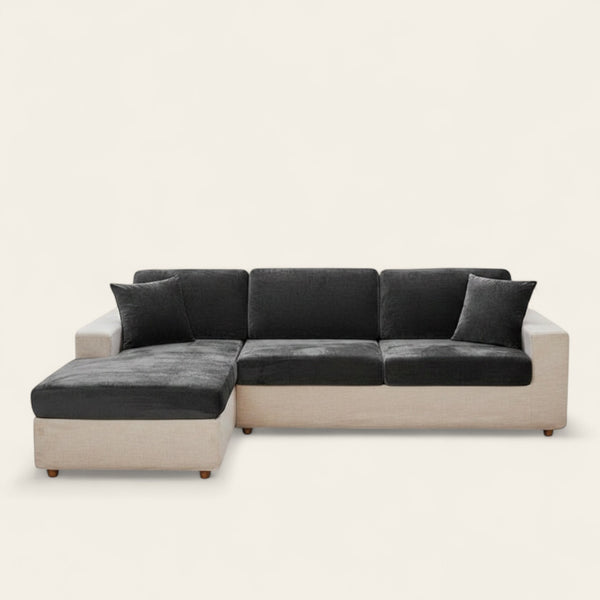 Sofa Cushion Cover – Velvet Plush Sectional – Charcoal
