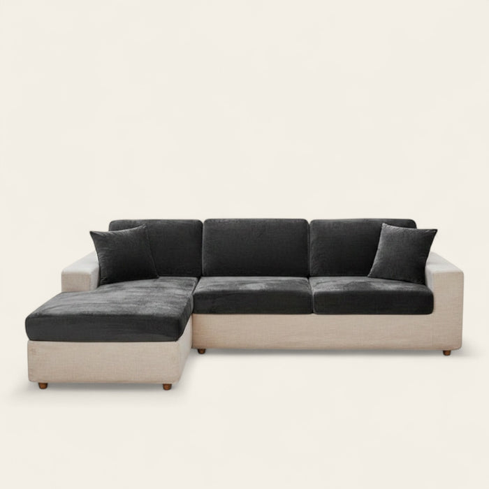 Sofa Cushion Cover – Velvet Plush Sectional – Charcoal