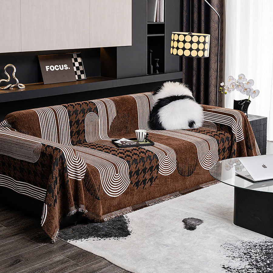 Sofa Throw – Abstract Print – Espresso