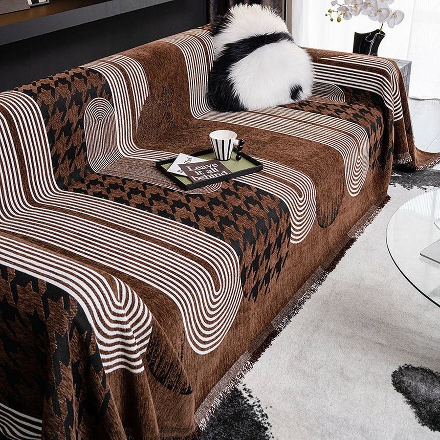 Sofa Throw – Abstract Print – Espresso