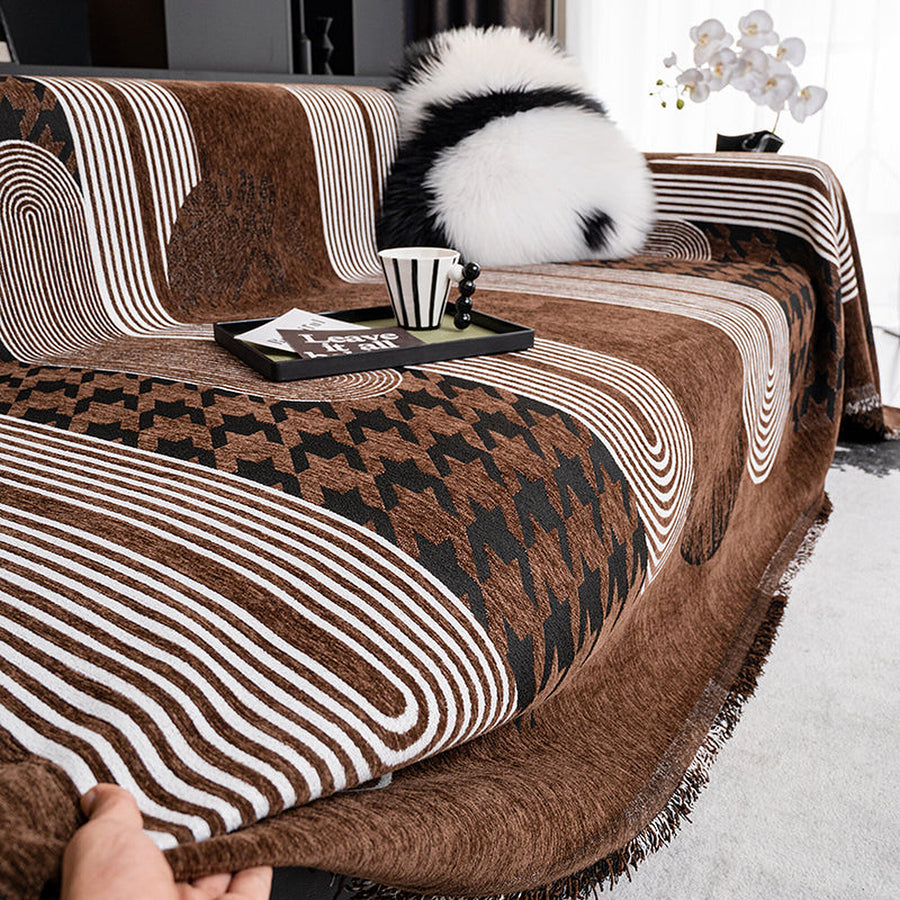 Sofa Throw – Abstract Print – Espresso