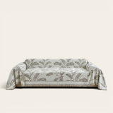 Sofa Throw – Botanical Print – Bouclé Sand