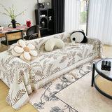Sofa Throw – Botanical Print – Bouclé Sand