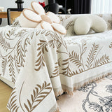 Sofa Throw – Botanical Print – Bouclé Sand